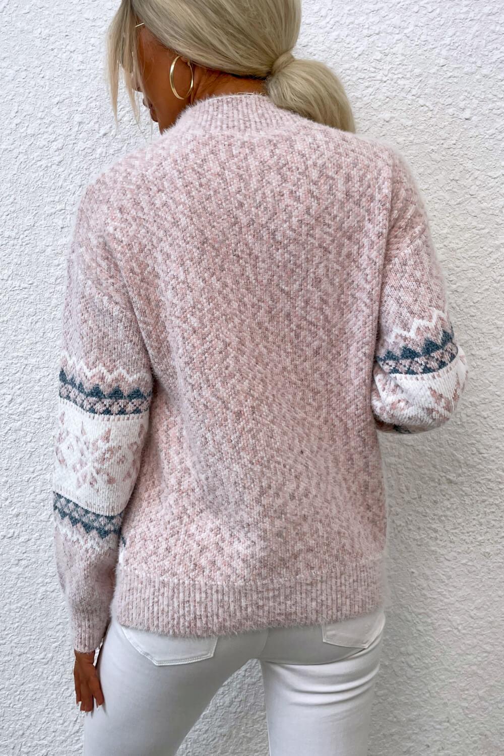 Christmas Snowflake Mock Neck Sweater - Sweater