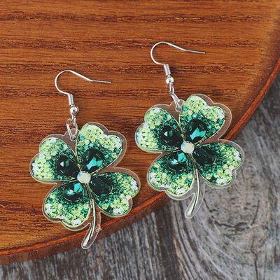 Lucky Clover Acrylic Dangle Earrings - Earring