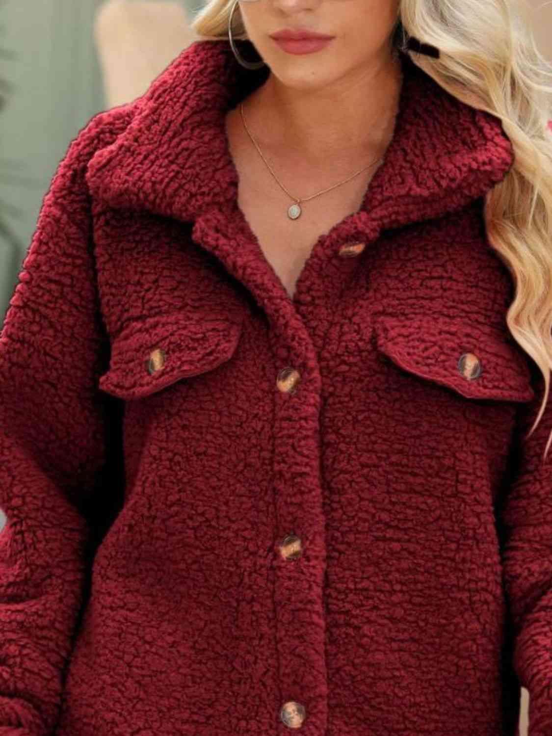 Button Down Sherpa Coat - Coat