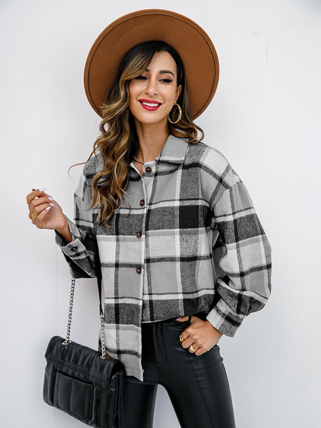 Plaid Button-Down Shirt Jacket - Shirt