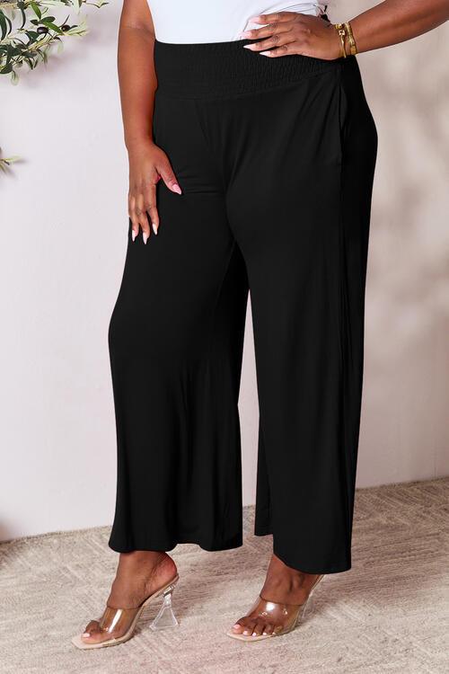 Double Take Smocked Waistband Wide Leg Pants - Pant