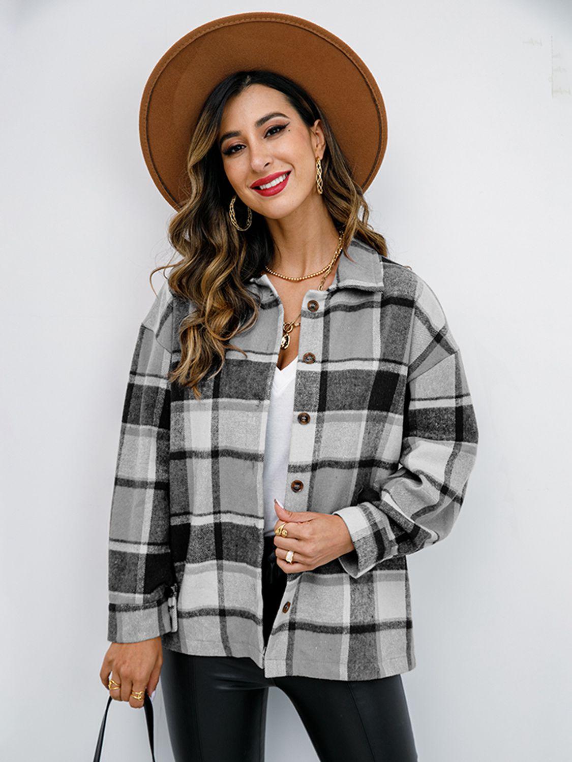 Plaid Button-Down Shirt Jacket - Shirt