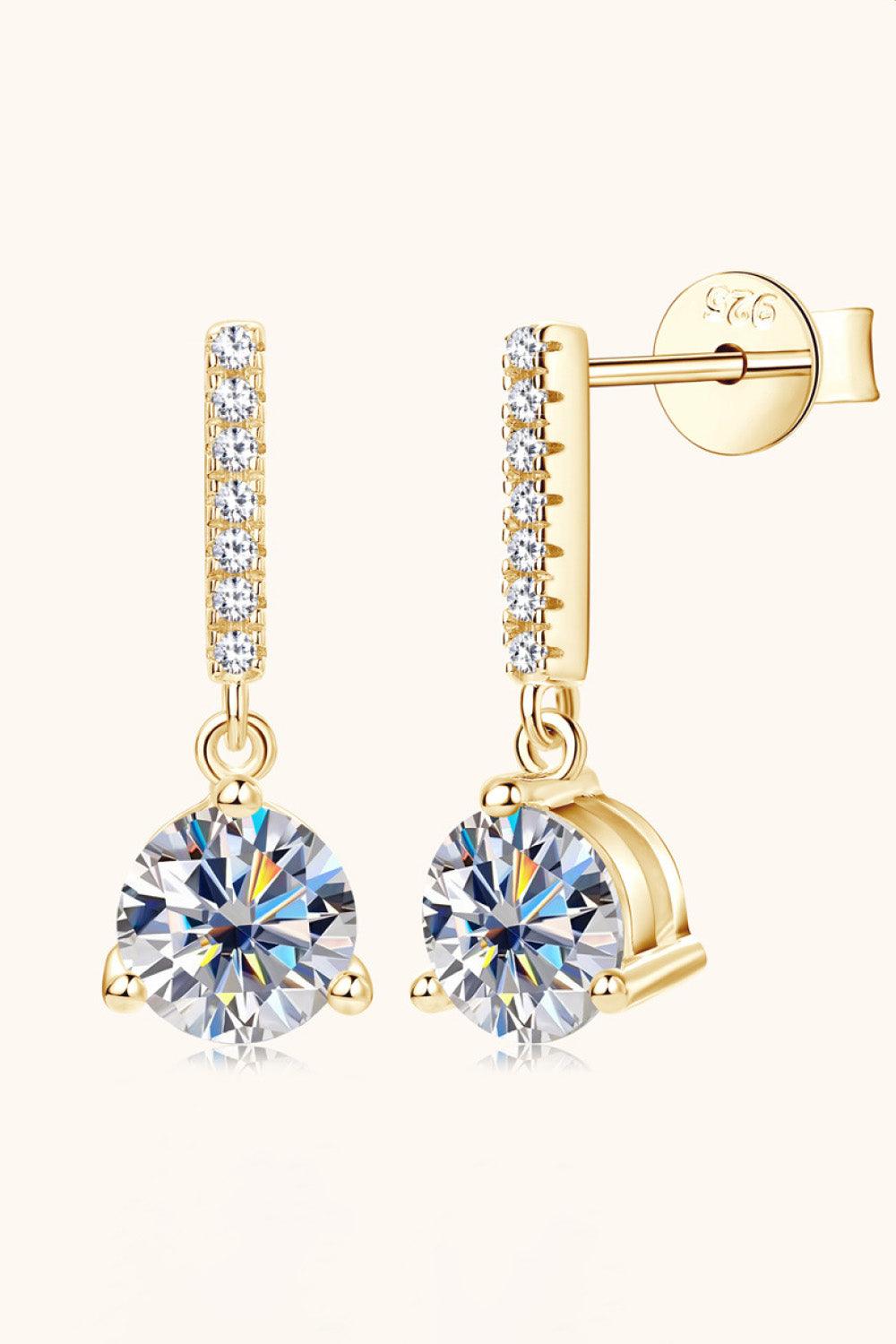 2 Carat Moissanite 925 Sterling Silver Drop Earrings - Earring