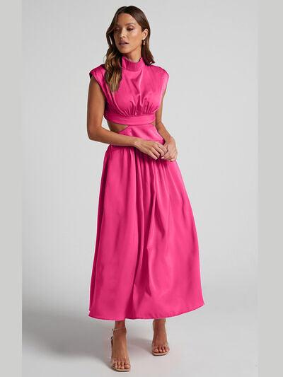 Cutout Mock Neck Sleeveless Maxi Dress - Dresses