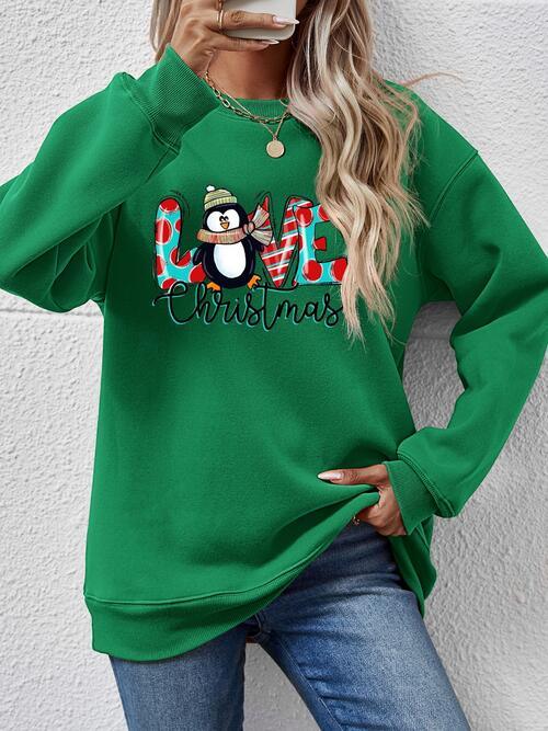 LOVE CHRISTMAS Drop Shoulder Sweatshirt - Sweatshirt