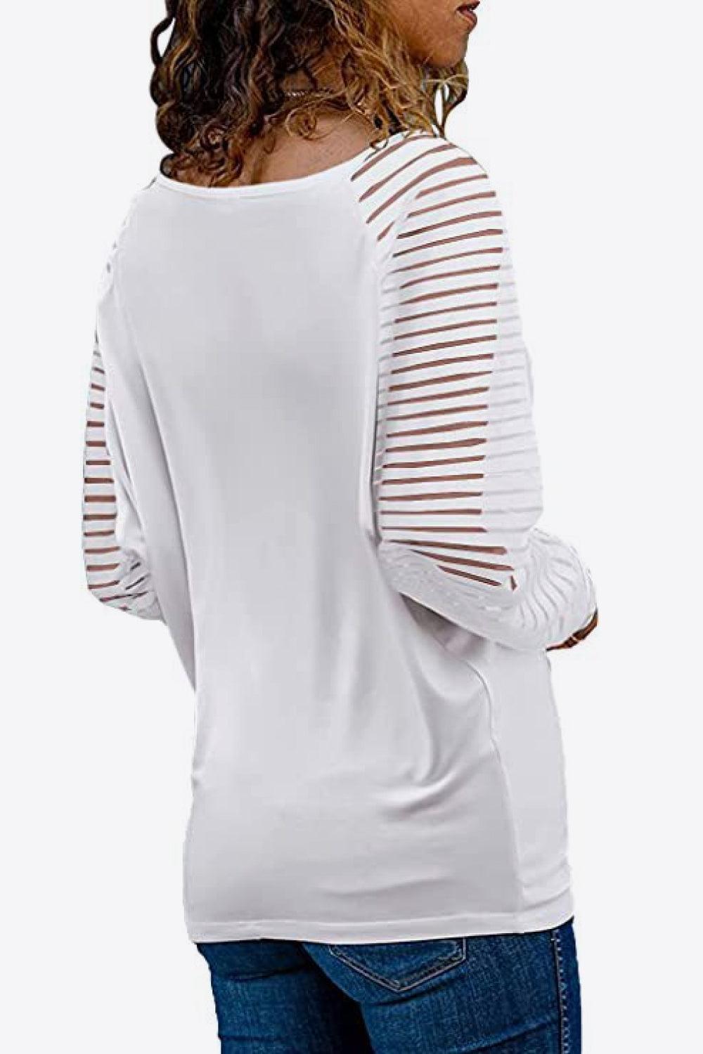 V-Neck Long Raglan Sleeve Top - Top