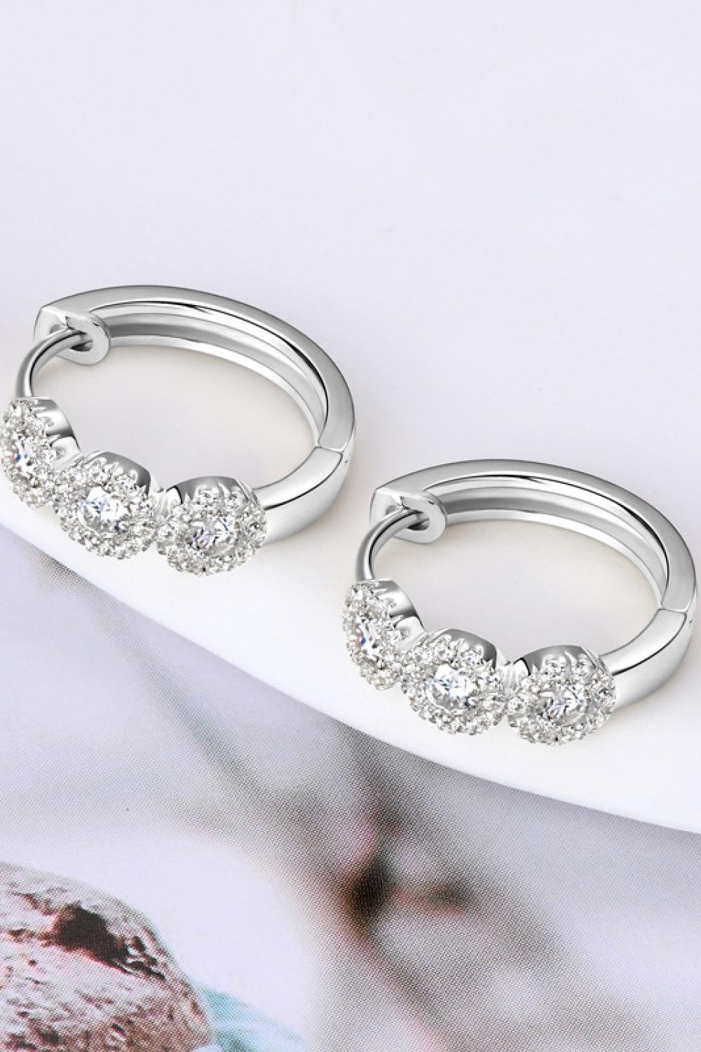 Moissanite 925 Sterling Silver Huggie Earrings - Earring