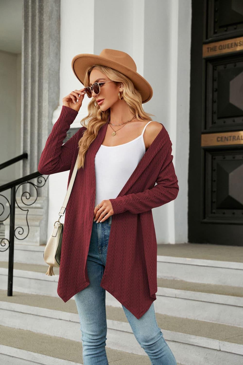 Open front Long Sleeve Cardigan - Cardigan