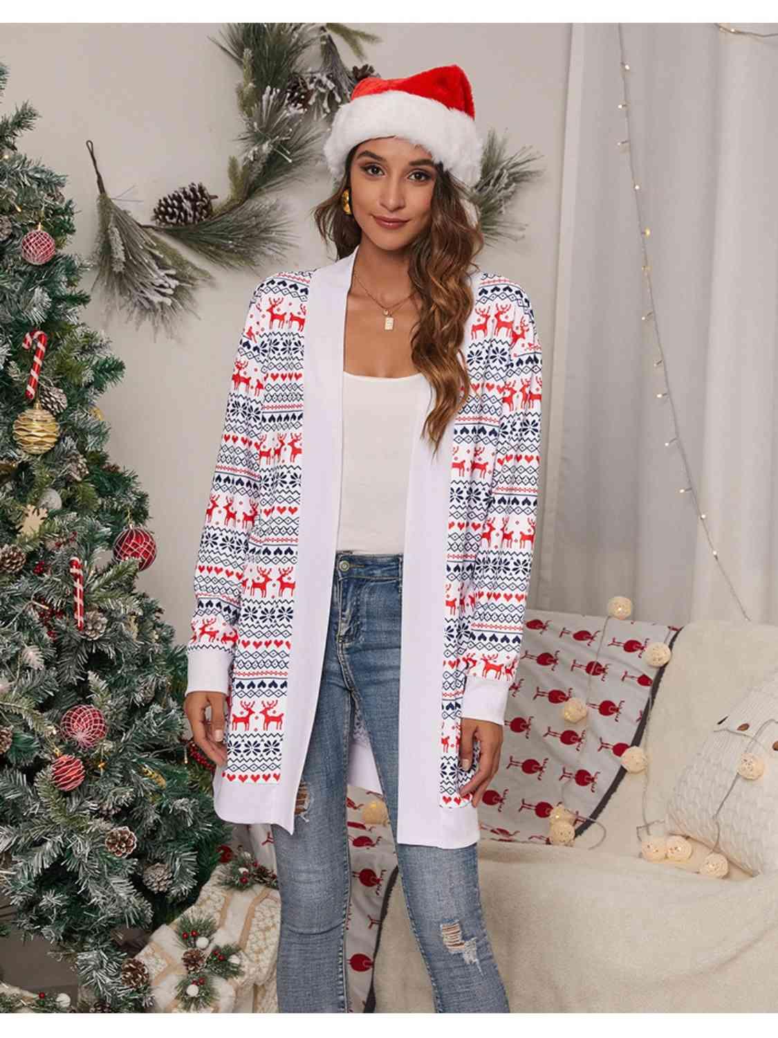 Christmas Fair Isle Open Front Cardigan - Cardigan