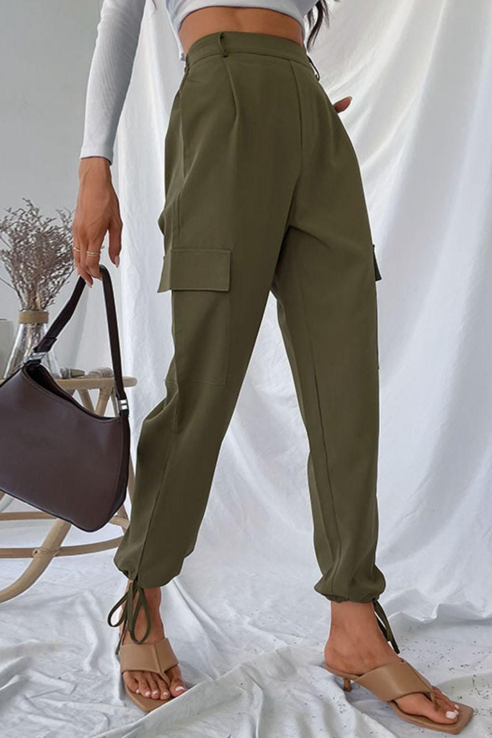 Drawstring Ankle High Waist Jogger Pants - Pant