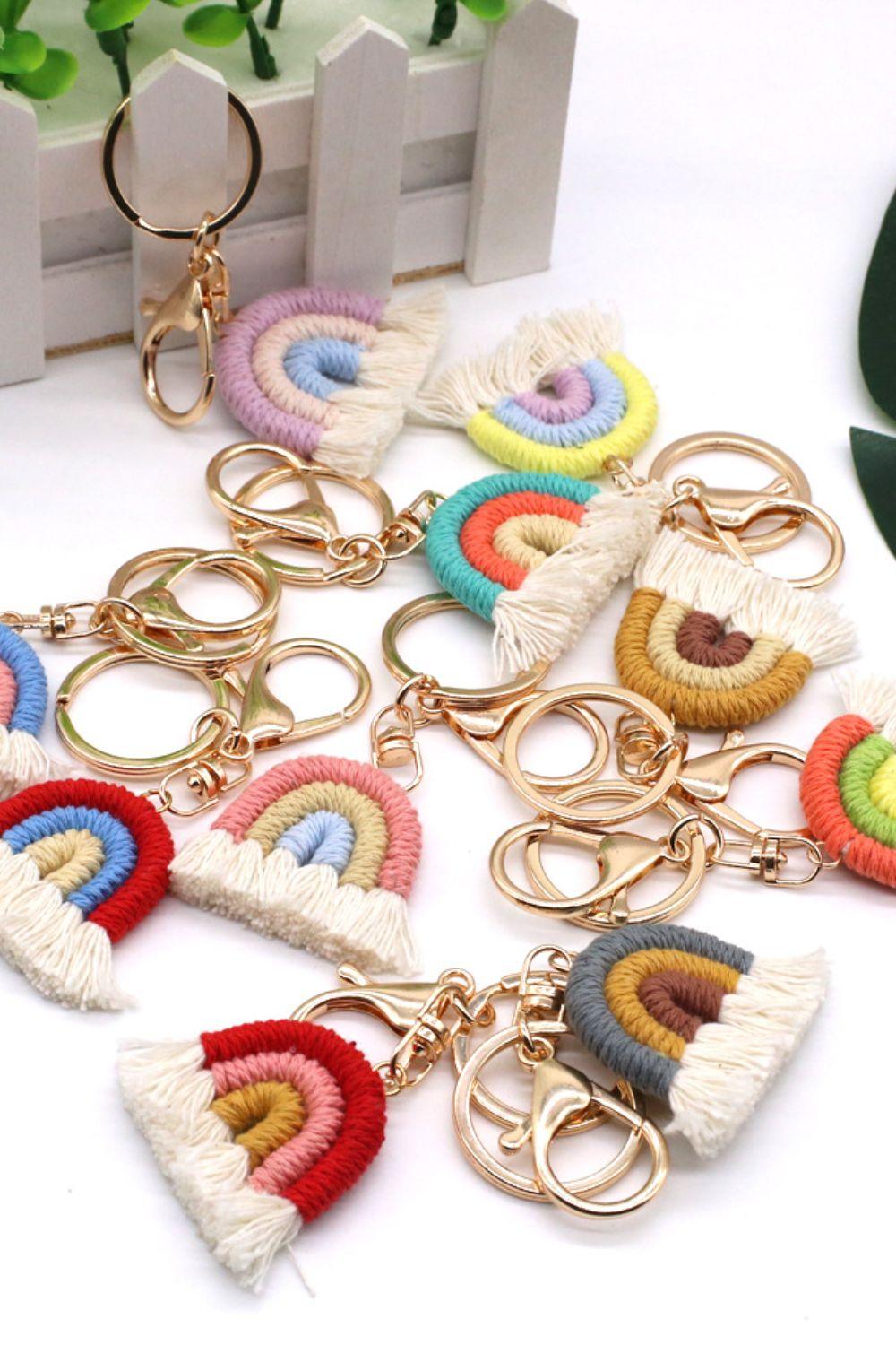 Assorted 4-Pack Rainbow Fringe Keychain - Keychain