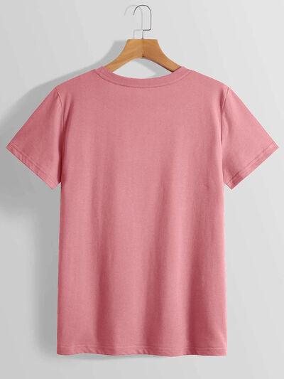 Lucky Graphic Round Neck Short Sleeve T-Shirt - T-Shirt