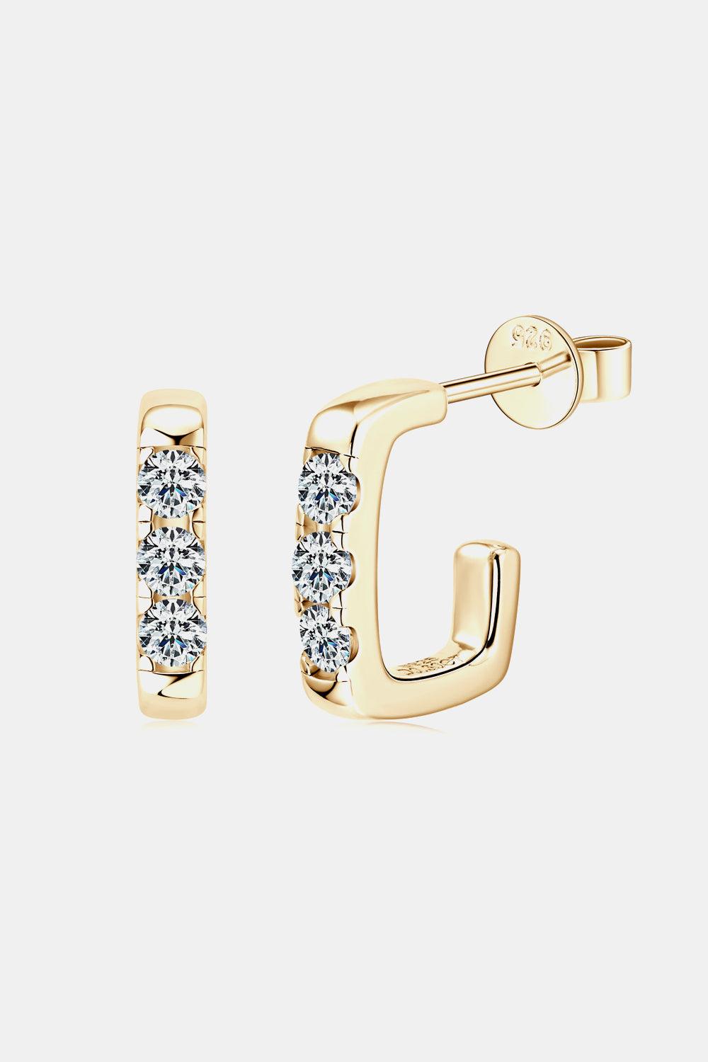 Moissanite 925 Sterling Silver Geometrical Huggie Earrings - Earring