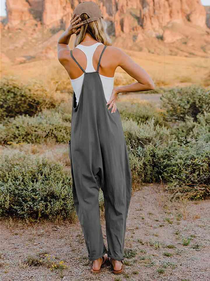 Double Take Sleeveless V-Neck Pocketed Jumpsuit - Jumpsuit