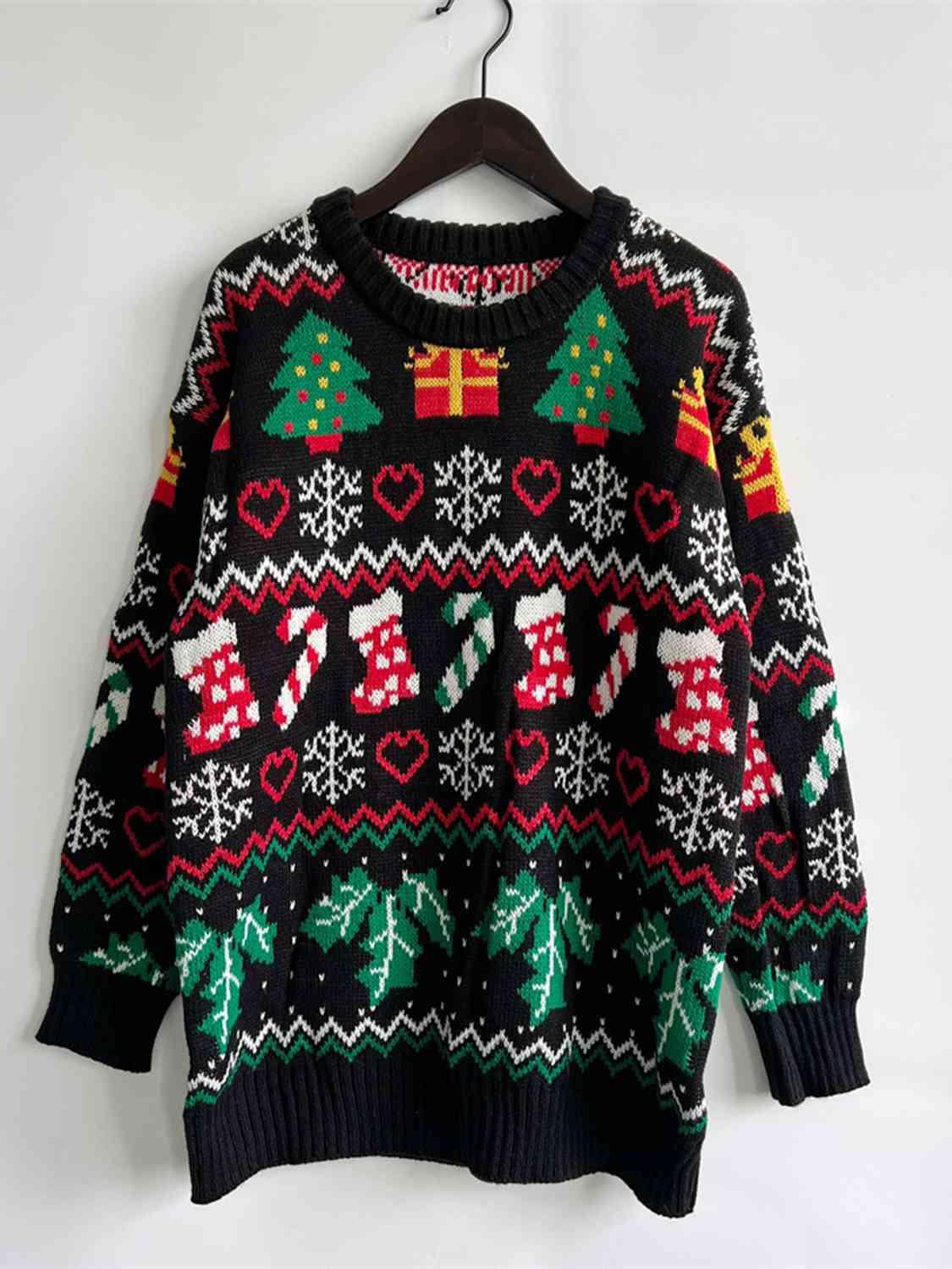 Christmas Drop Shoulder Fair Isle Sweater - Sweater