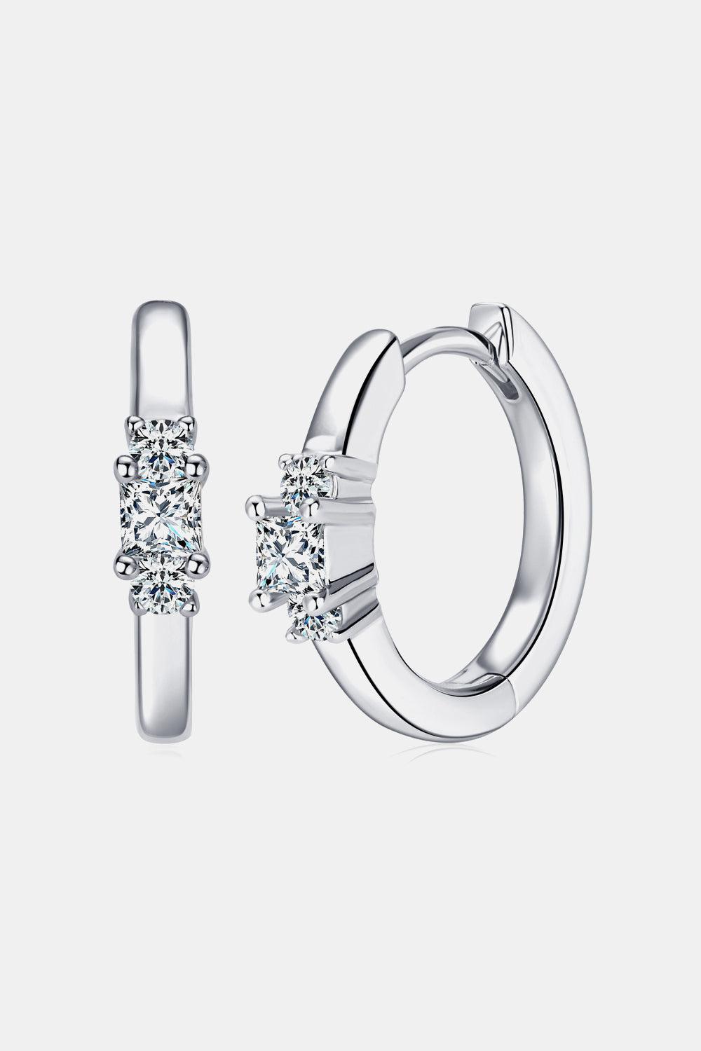 Moissanite 925 Sterling Silver Huggie Earrings - Earring