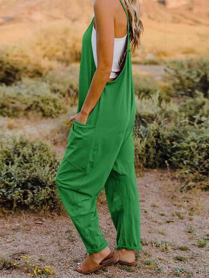 Double Take Sleeveless V-Neck Pocketed Jumpsuit - Jumpsuit