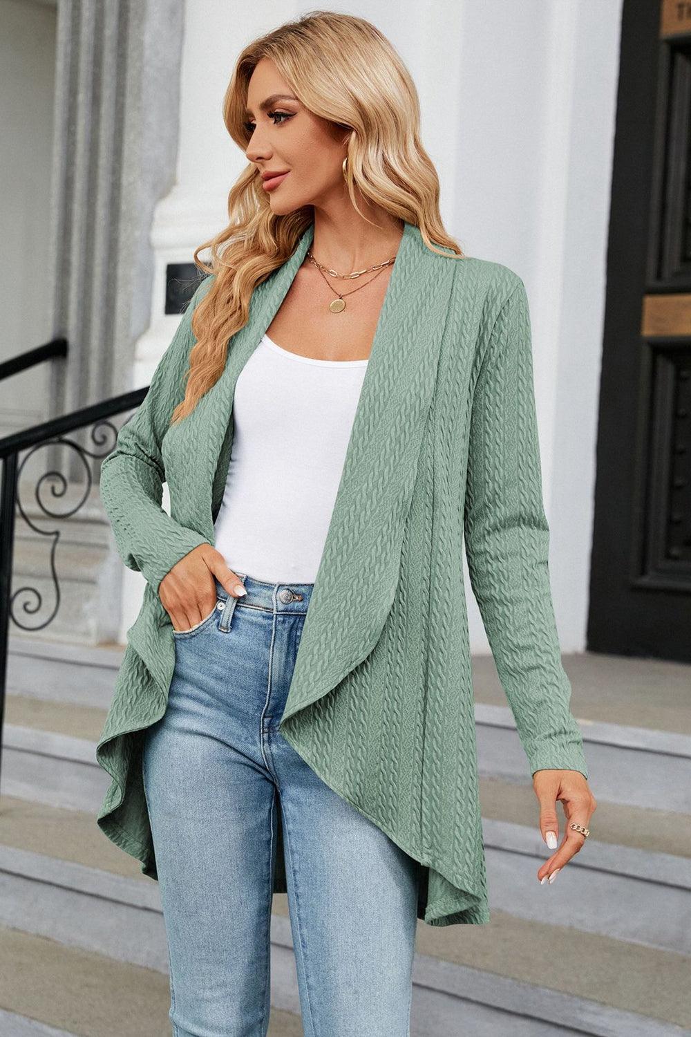 Open Front Long Sleeve Cardigan - Cardigan