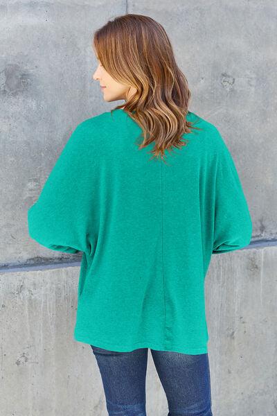 Double Take Round Neck Long Sleeve Top - Top