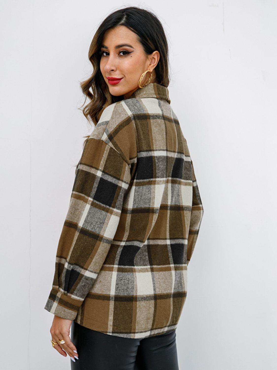 Plaid Button-Down Shirt Jacket - Shirt