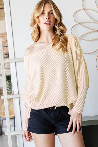 Reborn J Exposed Seam Lantern Sleeve Top - Top