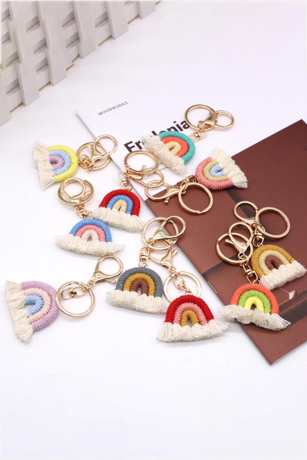 Assorted 4-Pack Rainbow Fringe Keychain - Keychain