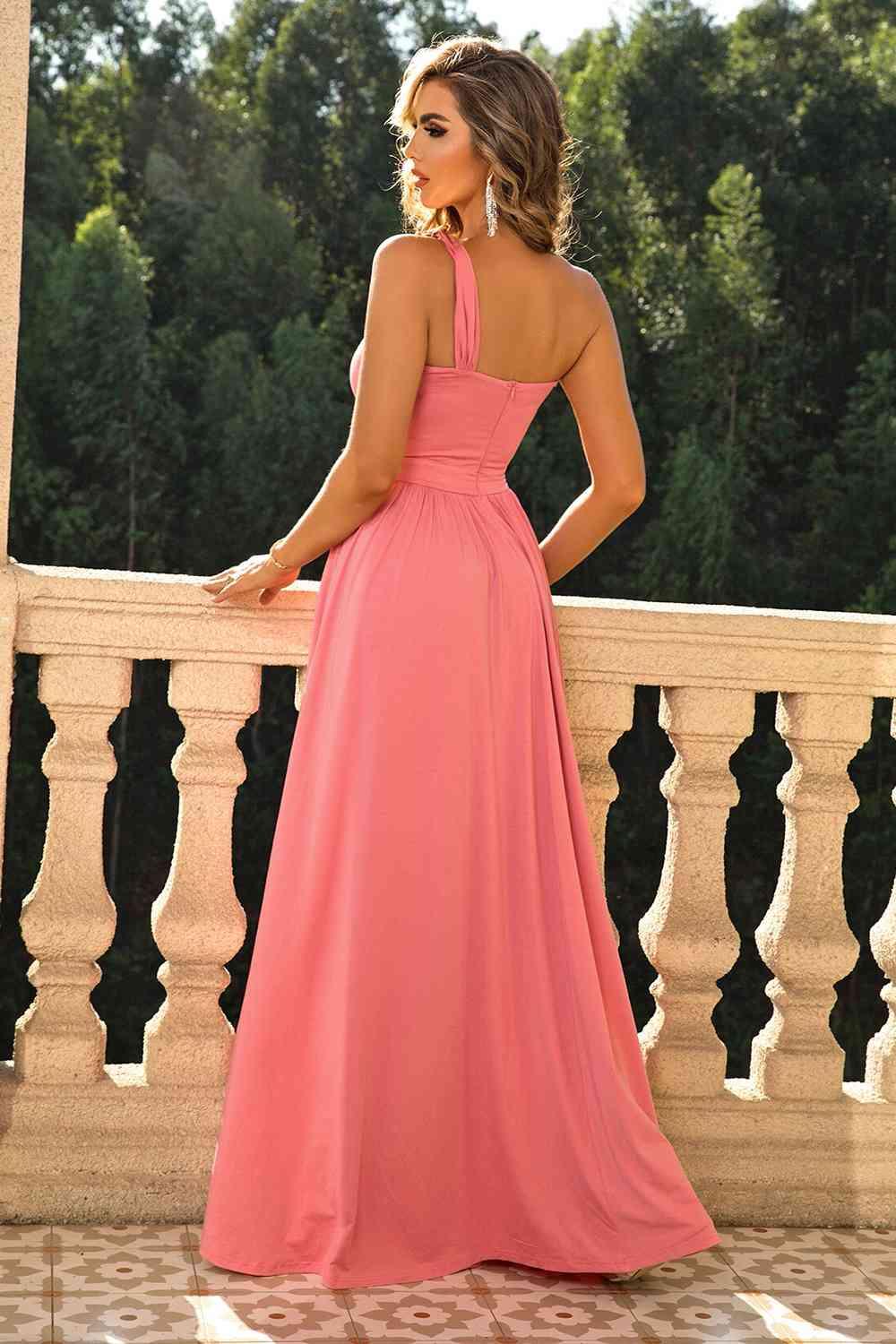 One-Shoulder Split Maxi Dress - Dresses