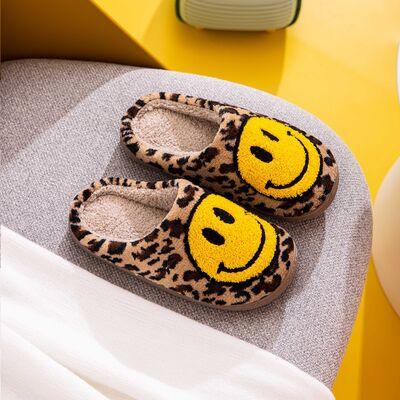 Melody Smiley Face Leopard Slippers - Slippers