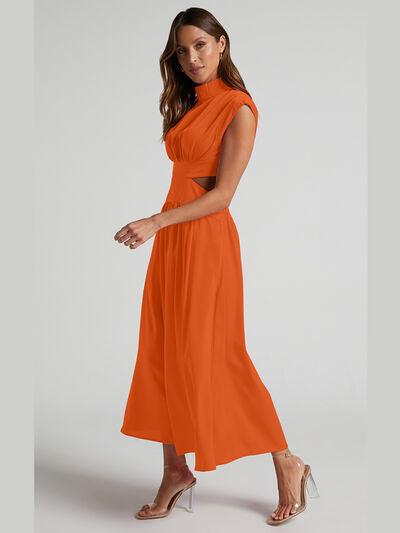 Cutout Mock Neck Sleeveless Maxi Dress - Dresses