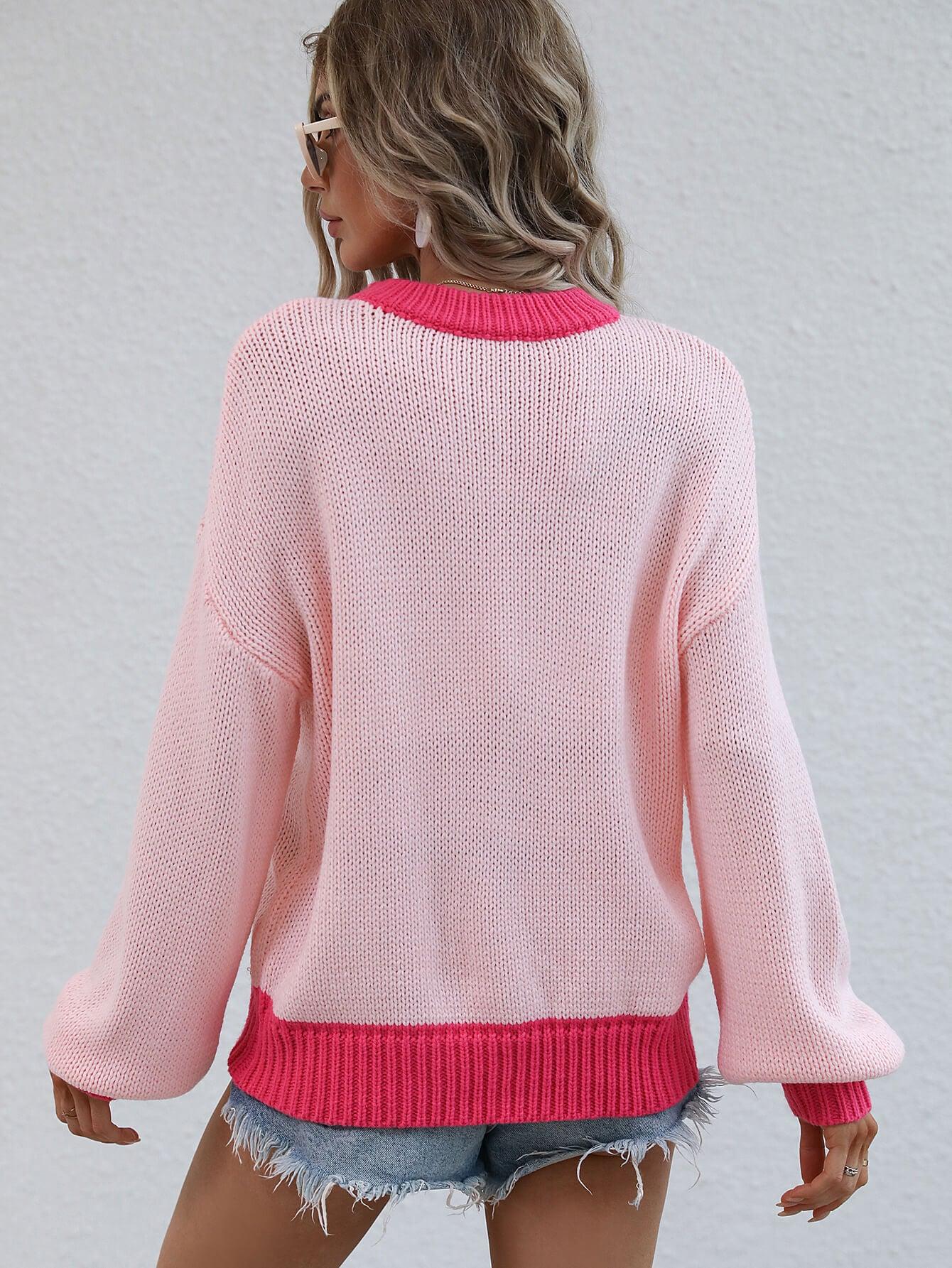 Ribbed Drop Shoulder Pullover Sweater - Sweater