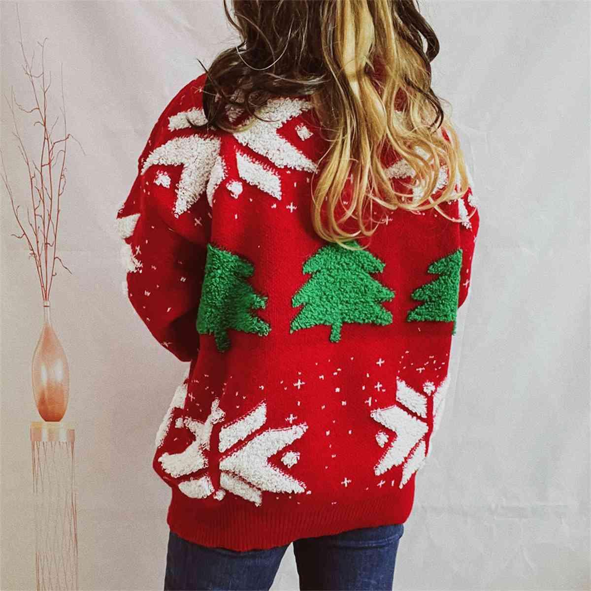 Christmas Tree Snowflake Sweater - Sweater