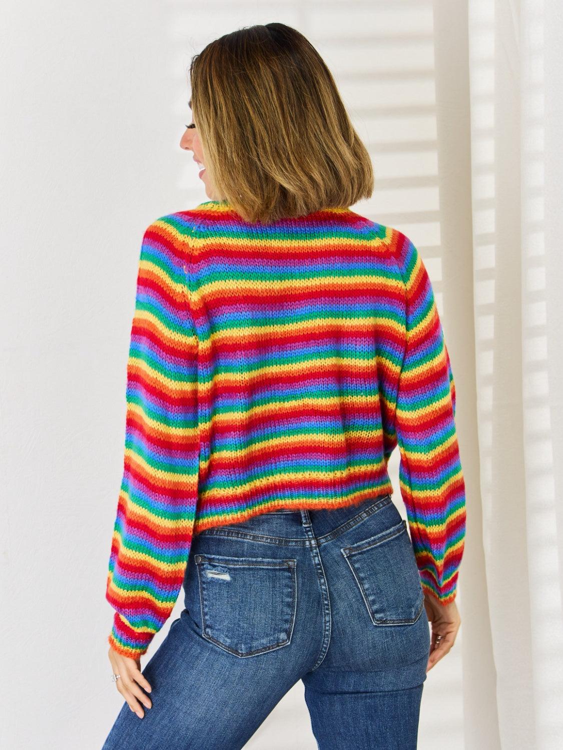 Striped Round Neck Sweater - Sweater