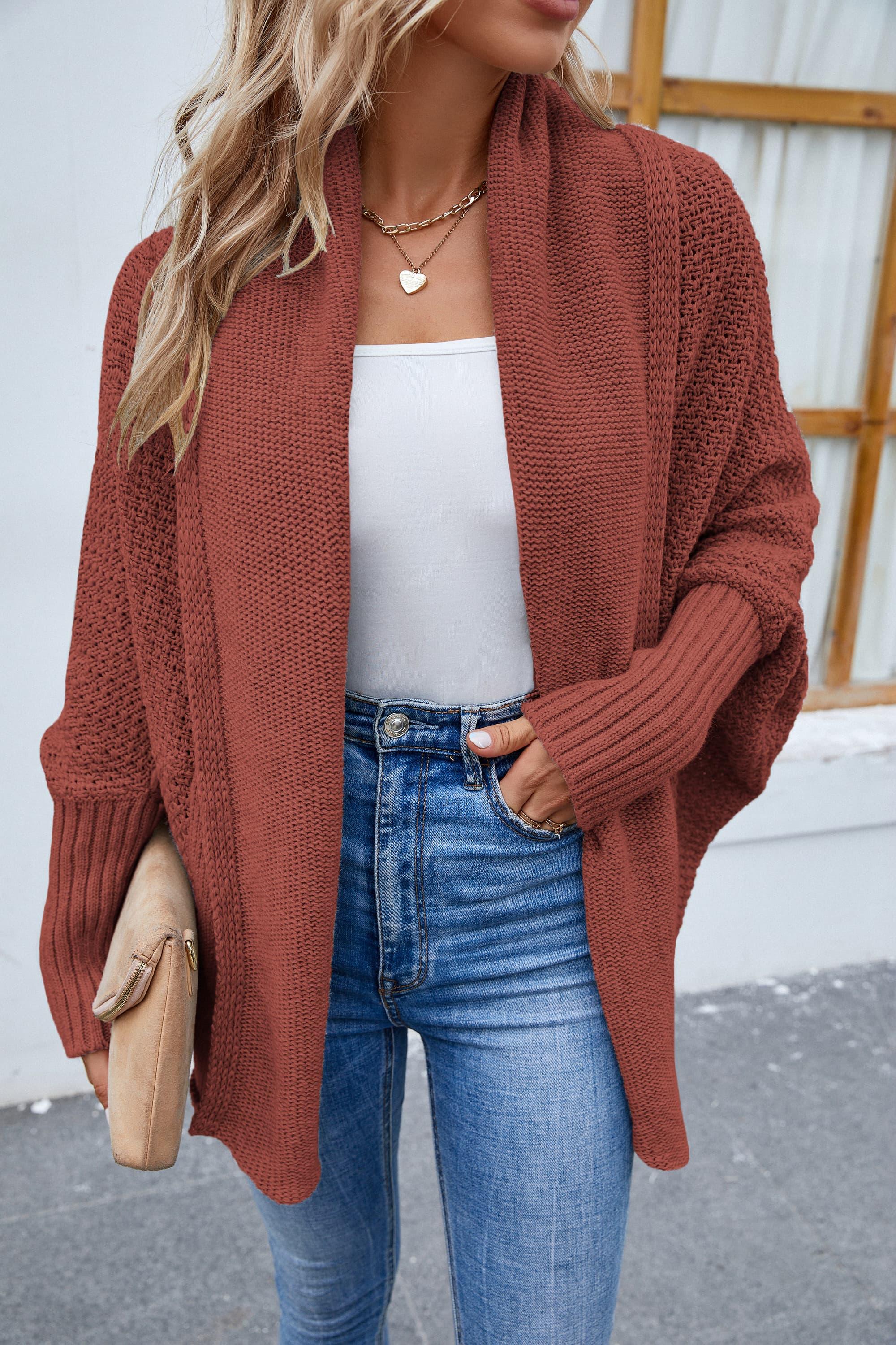 Cozy Open Front Long Sleeve Cardigan - Cardigan