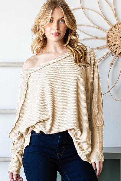 Reborn J Exposed Seam Lantern Sleeve Top - Top