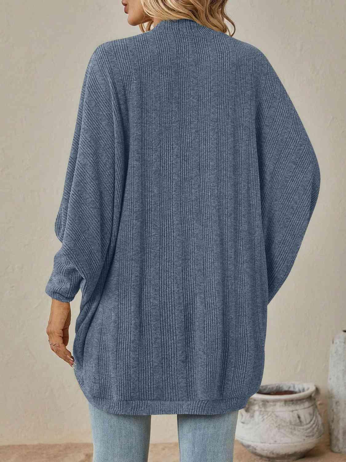 Open Front Dropped Shoulder Cardigan - Cardigan