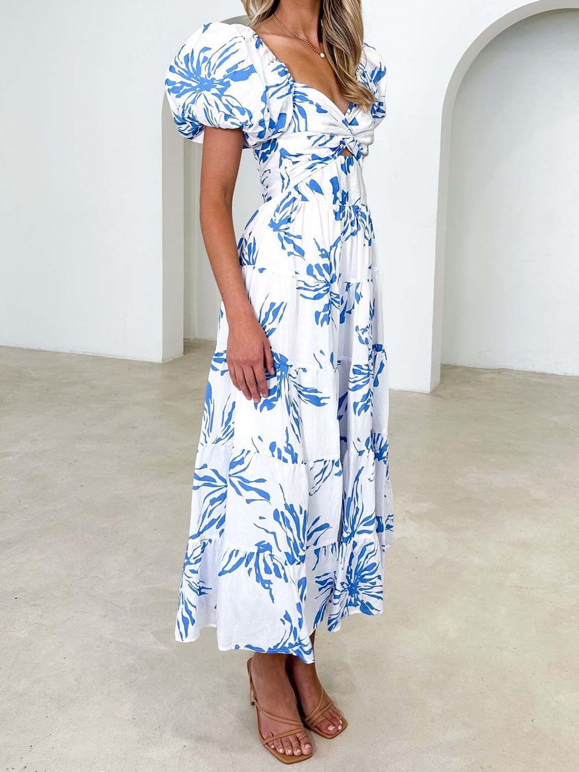 Twisted Printed Off-Shoulder Midi Dress - Dresses