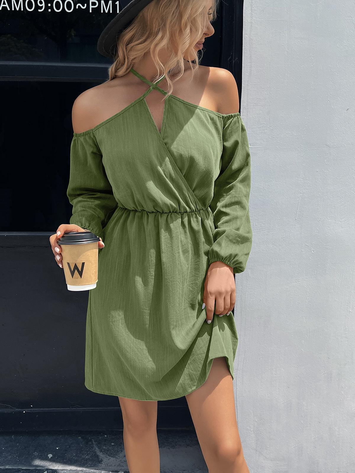 Cold-Shoulder Crisscross Long Sleeves Mini Dress - Dresses