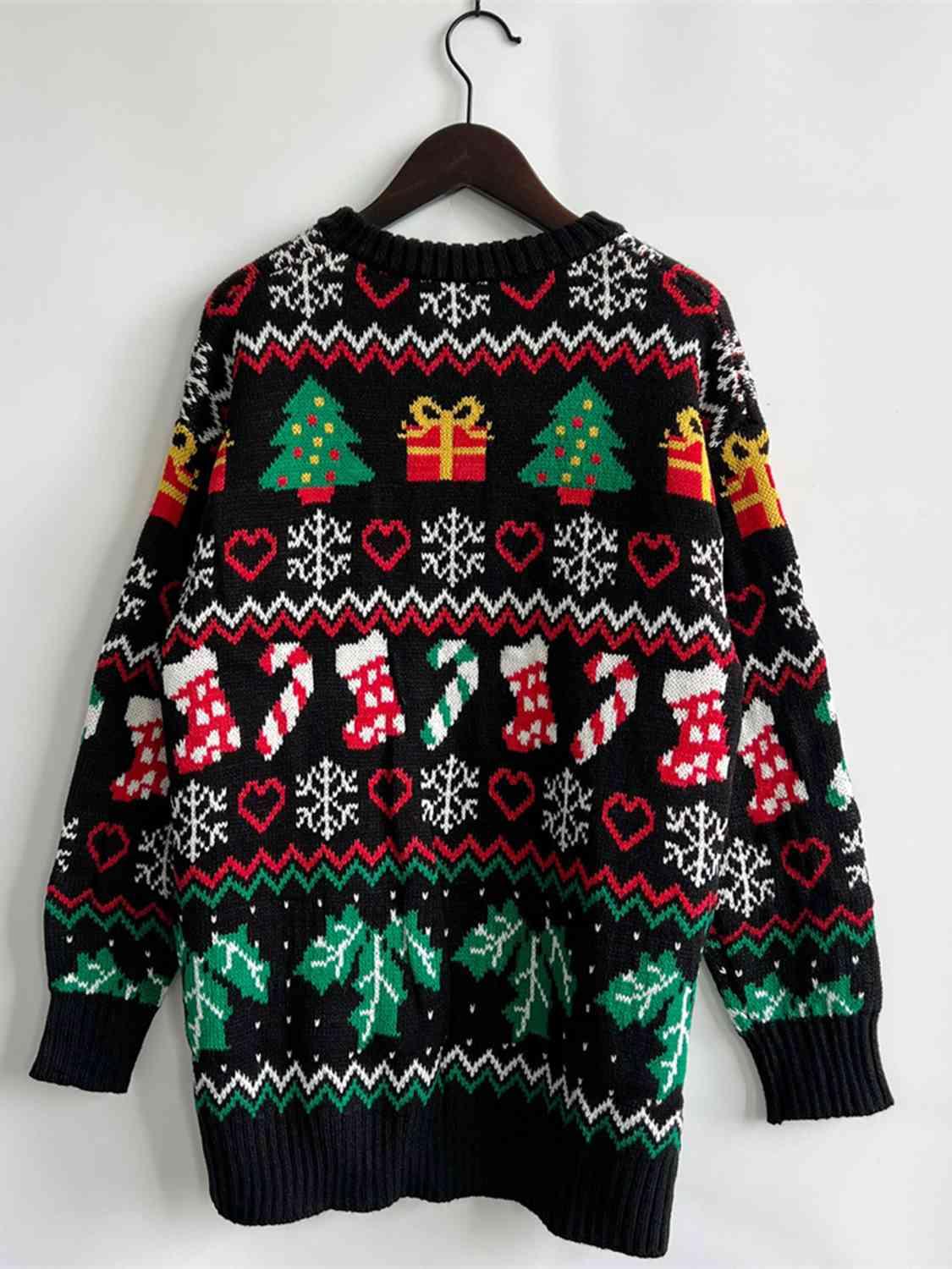 Christmas Drop Shoulder Fair Isle Sweater - Sweater