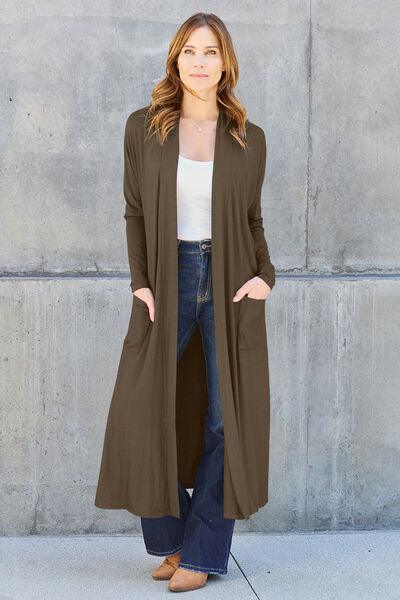 Basic Bae Full Size Open Front Long Sleeve Cover Up - Cardigan