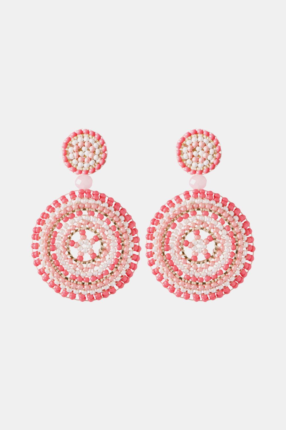 Beaded Boho Style Round Shape Dangle Earrings - Earring