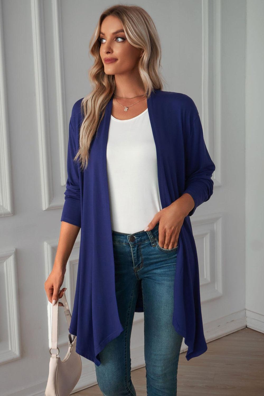 Open Front Long Sleeve Cardigan - Cardigan