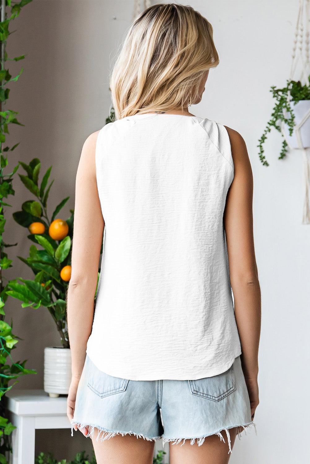 Knot Detail V-Neck Tank Top - Tank