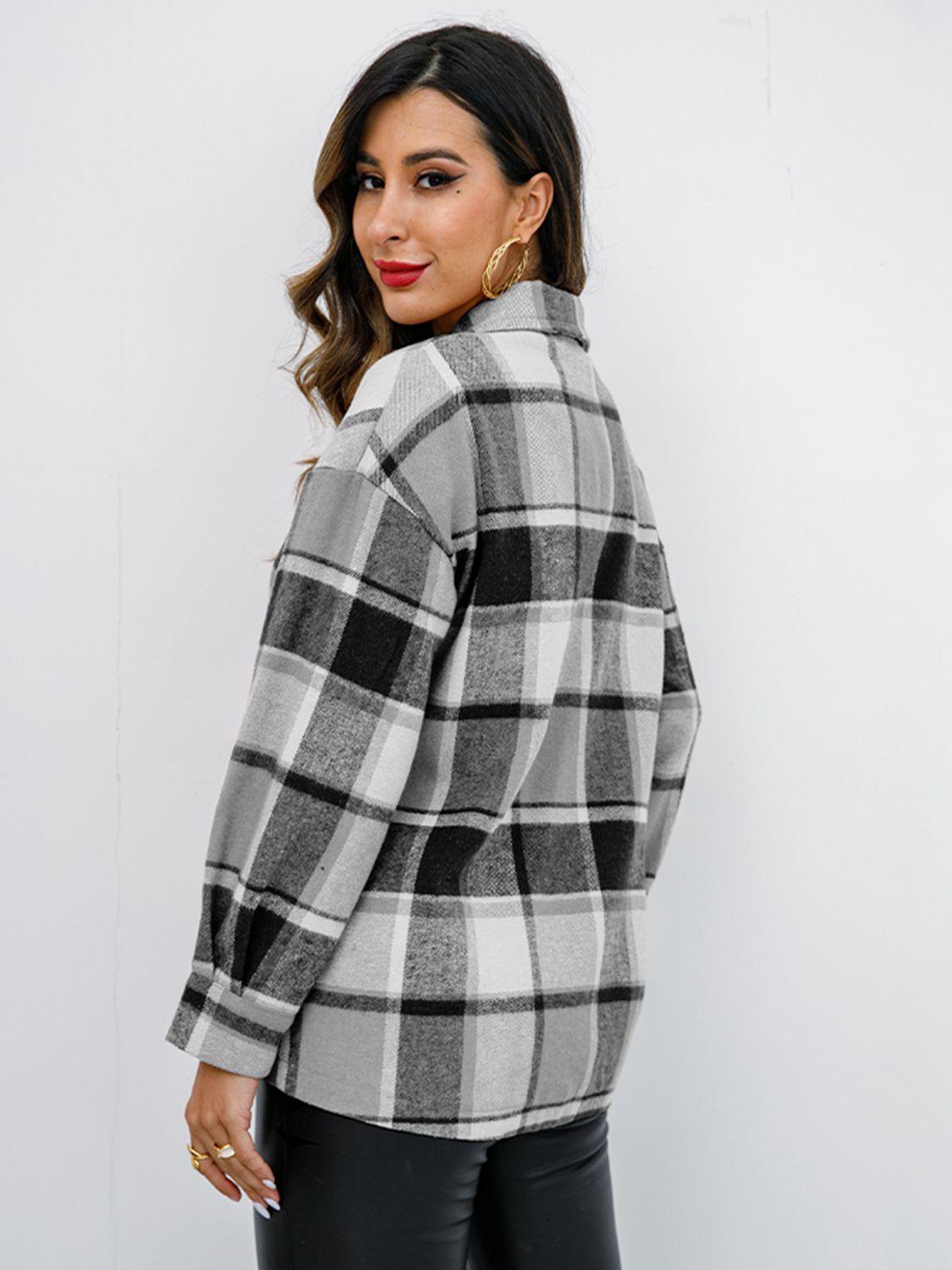 Plaid Button-Down Shirt Jacket - Shirt