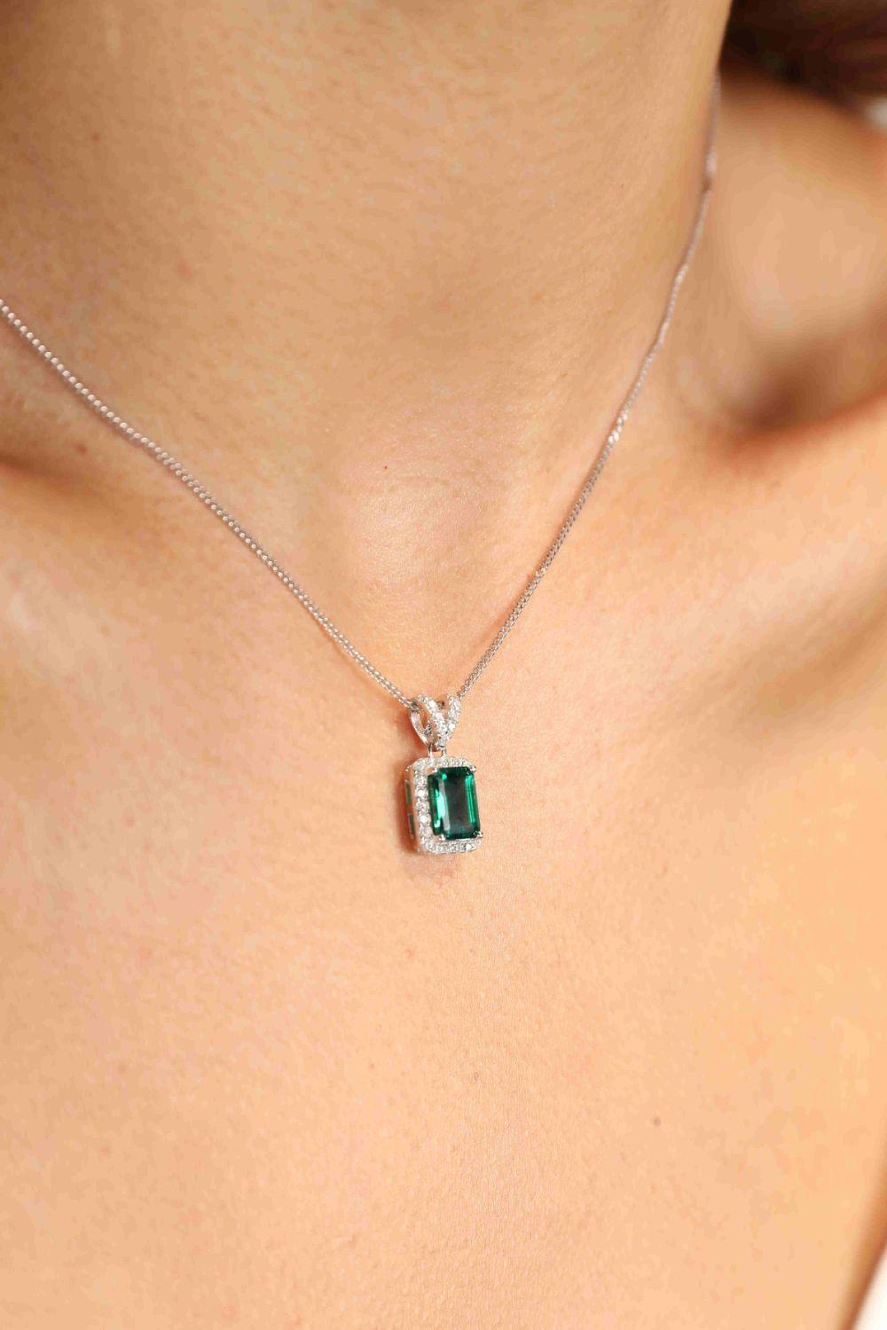 Adored 1.25 Carat Lab-Grown Emerald Pendant Necklace - Necklace