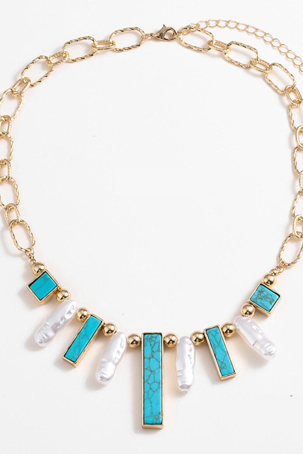 Turquoise Alloy Necklace - Necklace