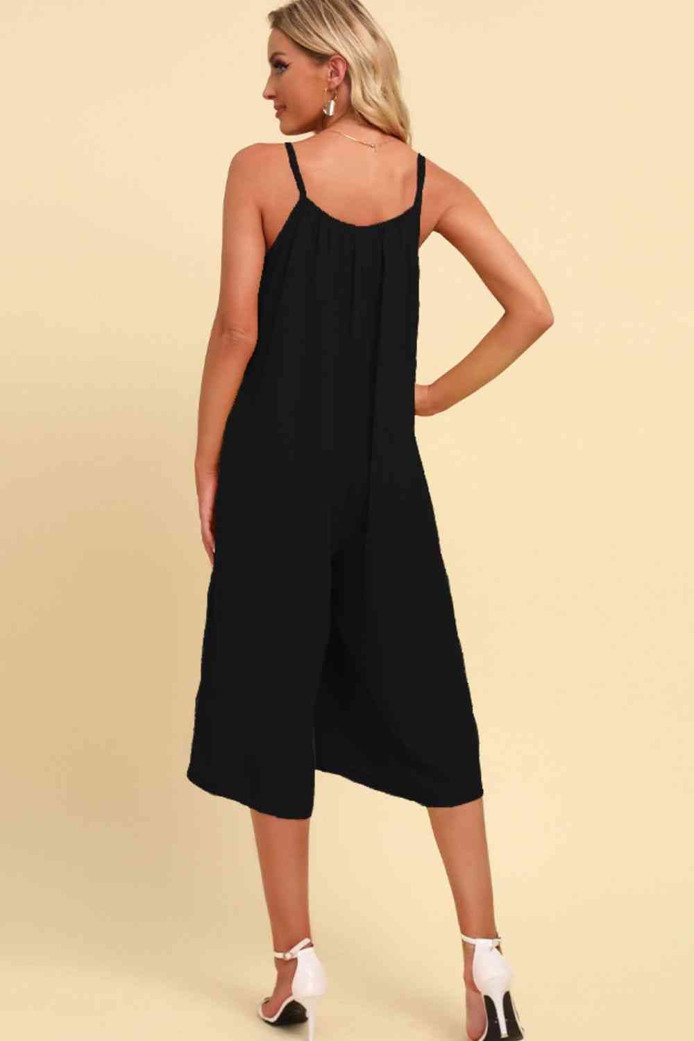 Spaghetti Strap Scoop Neck Capri Jumpsuit