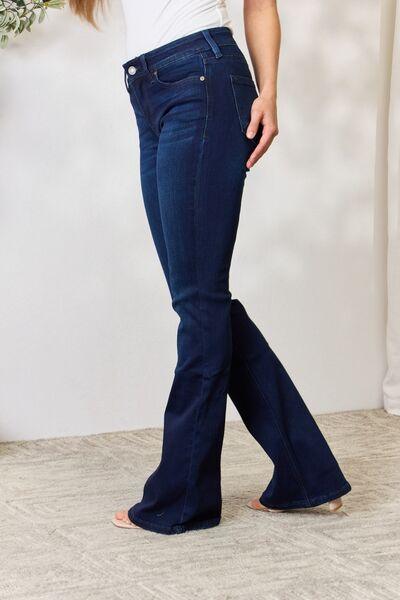 Kancan Full Size Mid Rise Flare Jeans - Jeans