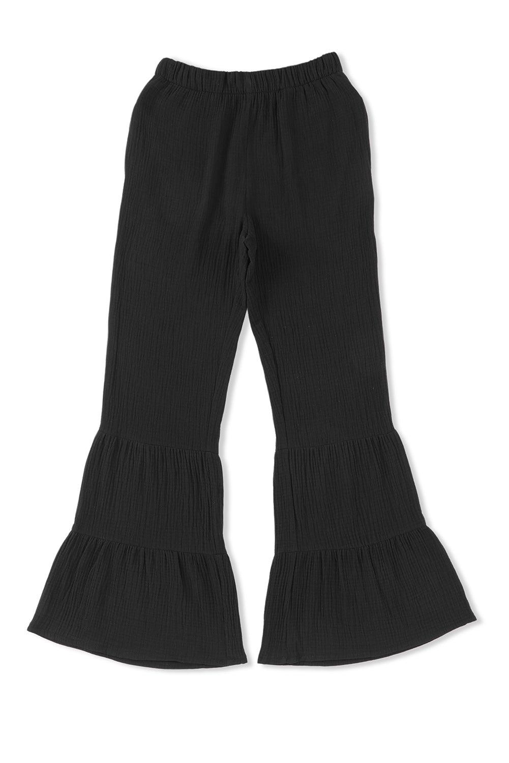 High Rise Long Flare Pants with Pocket - Pants