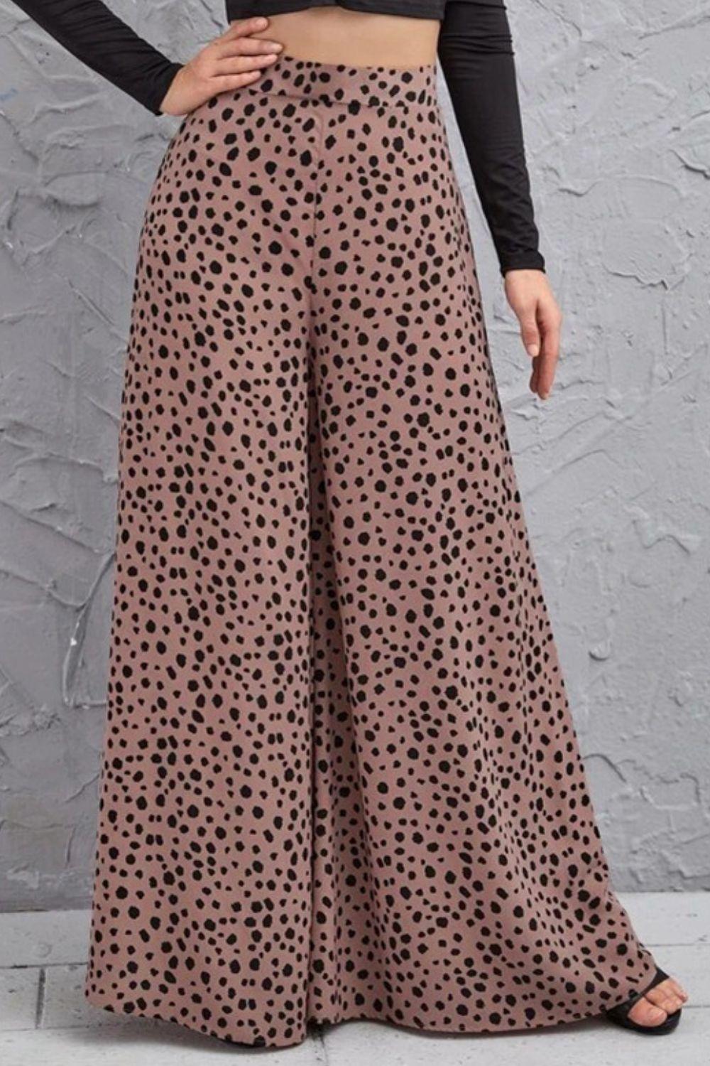 Animal Print Wide Leg High-Rise Culottes - Pant