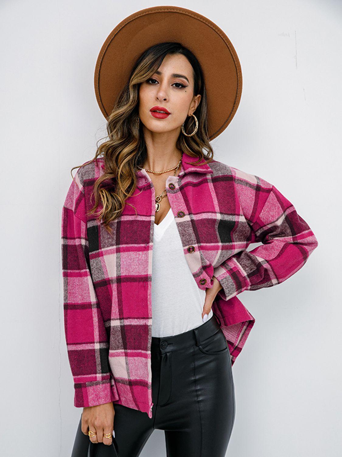 Plaid Button-Down Shirt Jacket - Shirt